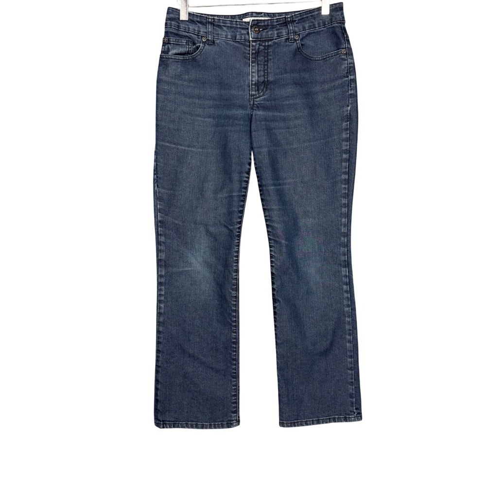 Chicos Jeans Womens .5 Short 6P Blue‎ Platinum Ultimate Fit Boot Leg Dark Wash